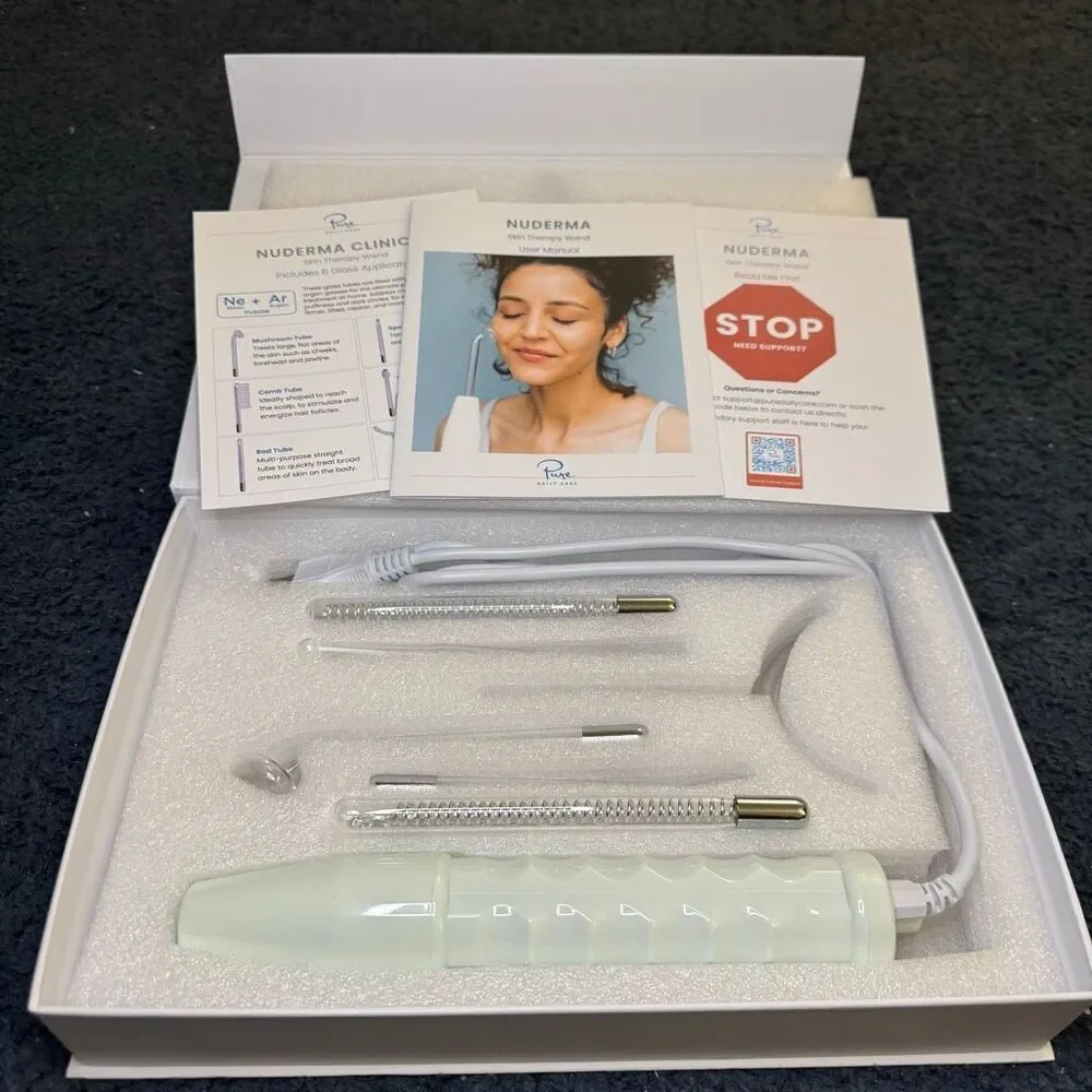 NuDerma Clinical Skin Therapy Wand - Portable Skin Therapy Machine w 6 Fusion - Picture 2 of 5